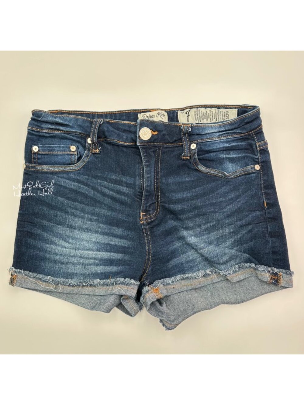 Indigo Rein Dark Wash Distressed Denim Shorts Size 7